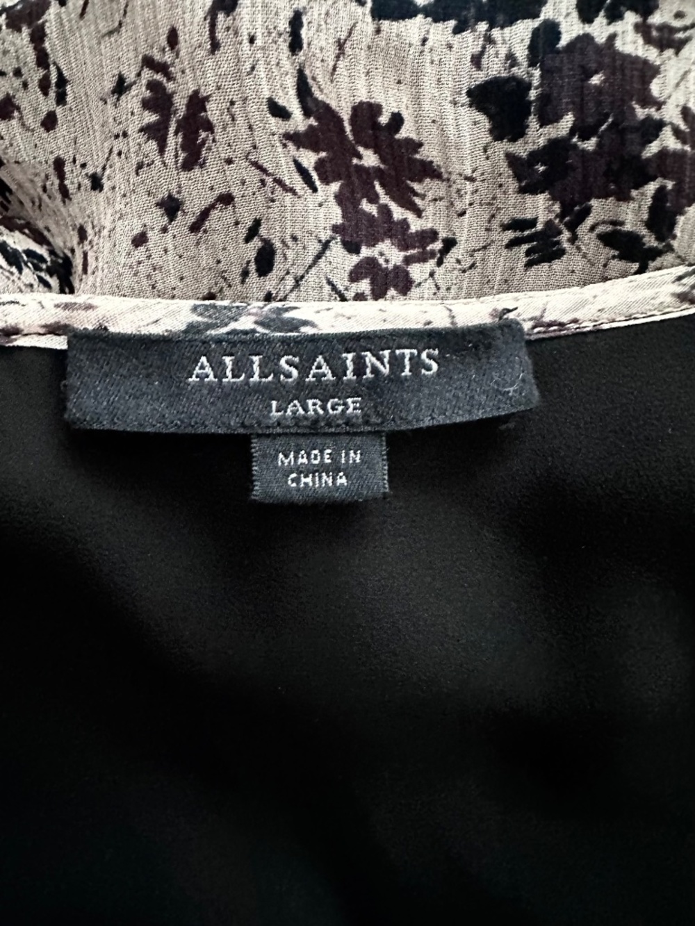 AllSaints Priya Petal Chiffon Ruffle Wrap Mini Dress Pink Black Size Large - Picture 5 of 5
